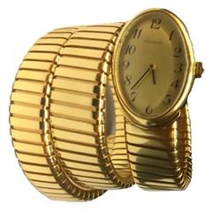 Bulgari Ladies yellow gold Tubogas Bracelet Wristwatch 11