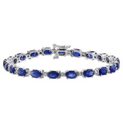 Oval Sapphire Diamond Gold tennis Bracelet