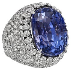20.26 Carat Ceylon Sapphire Diamond Platinum Ring