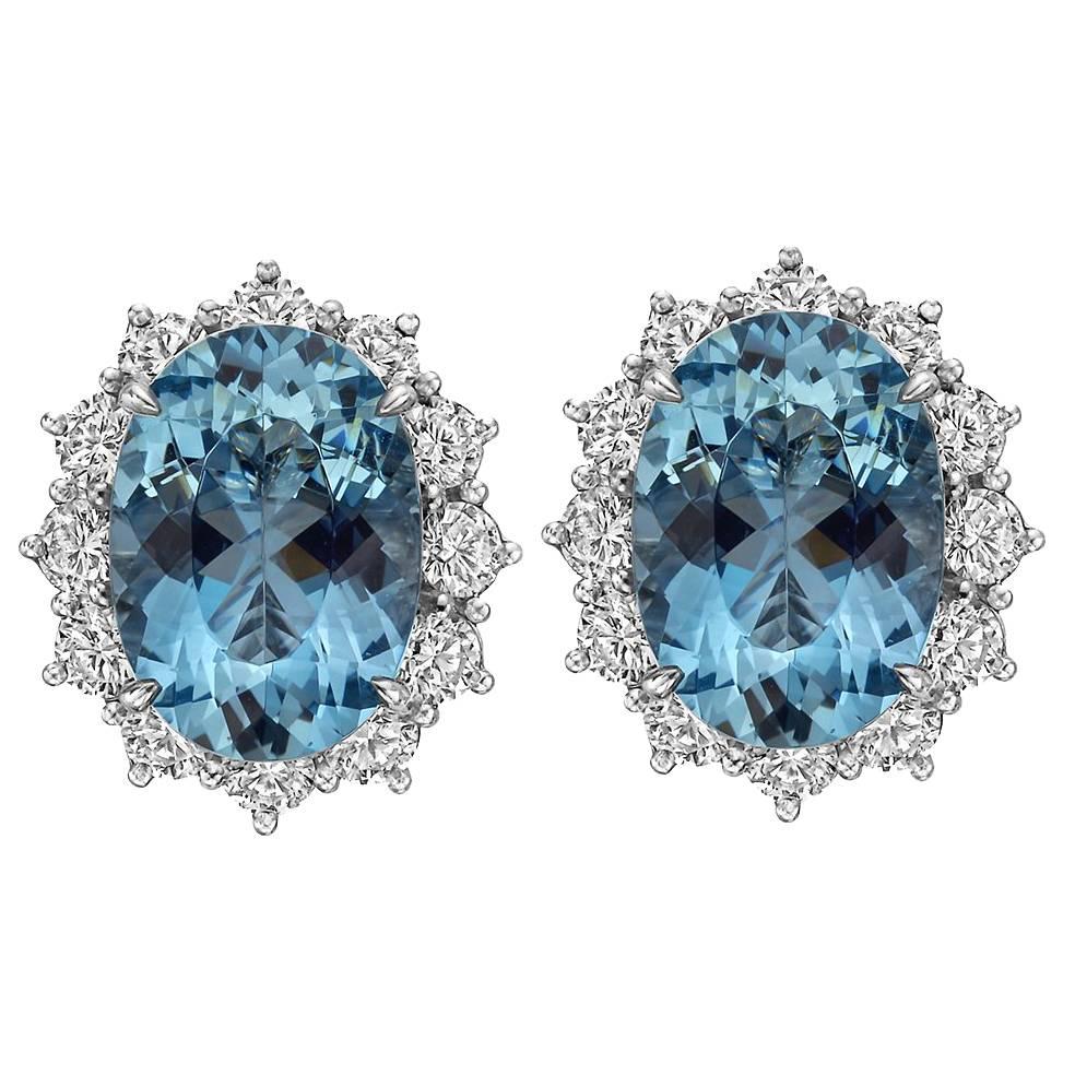 Betteridge ​Aquamarine Diamond platinum Cluster Earrings