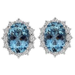 Betteridge ​Aquamarine Diamond platinum Cluster Earrings 11