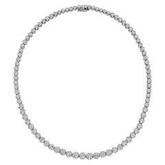 Bezel-Set Round Brilliant Diamond platinum Line Necklace Bezel-Set Round Brilliant Diamond platinum Line Necklace