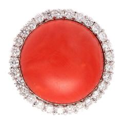 Coral Diamond Gold Ring 3