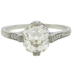 1920s Antique Art Deco 1.91 carat Diamond Platinum Engagement Ring