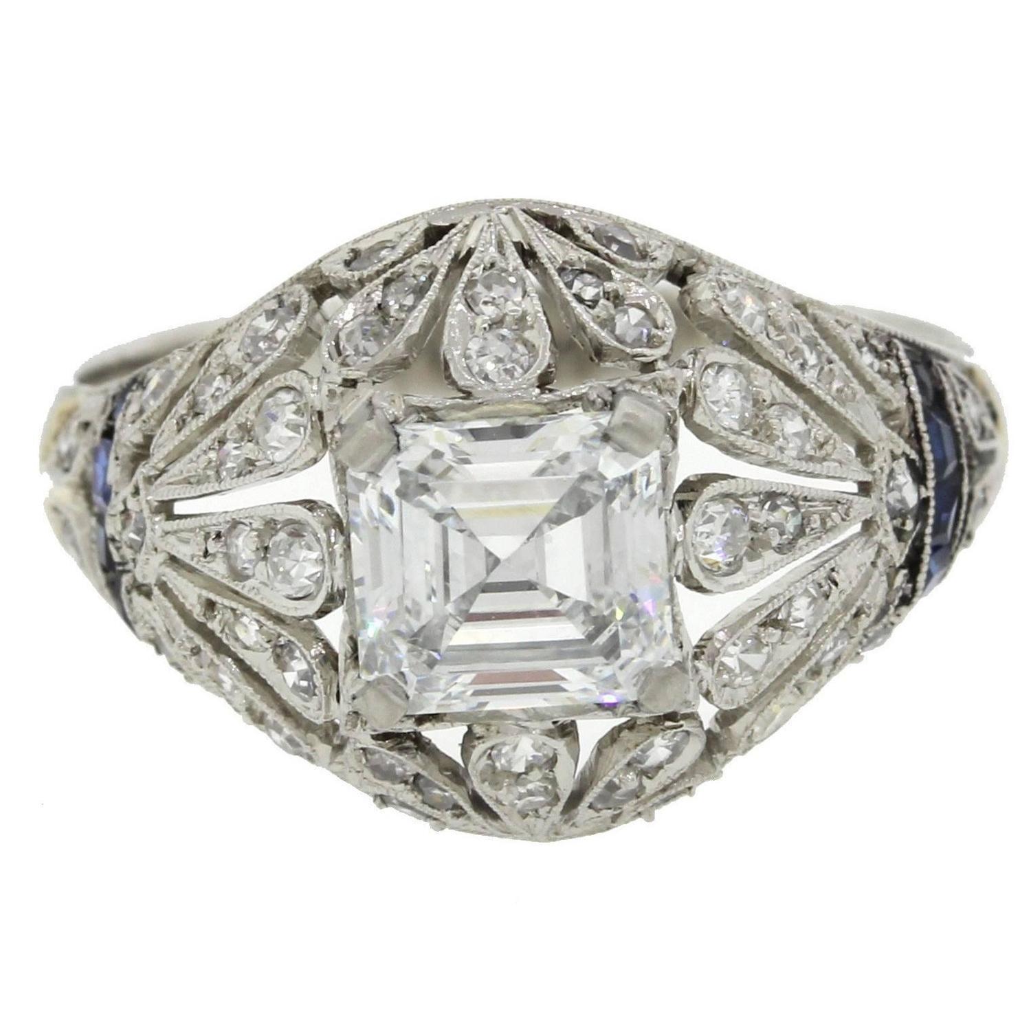 asscher cut diamond engagement rings 1940s art deco 1 48 carat antique asscher cut diamond platinum asscher cut diamond engagement rings 1940s art deco 1 48 carat antique asscher cut diamond platinum