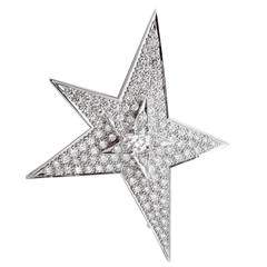 Chanel Comete Diamond Gold Brooch Necklace 1