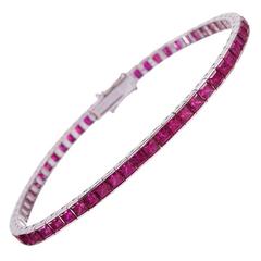 12.05 Carats Burma Rubies Gold Line Bracelet