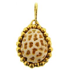 Jean Mahie White Sponge Coral Gold Pendant