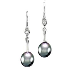 Tiffany & Co. Elsa Peretti Pearl diamond Platinum Earrings 