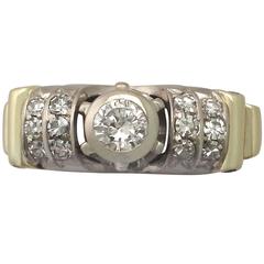 1940s 0.61 Carat Diamond and 14 k Yellow Gold Dress Ring 2