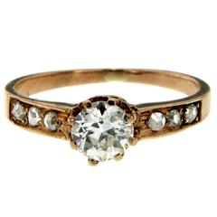 Antique Diamond Engagement Gold Ring