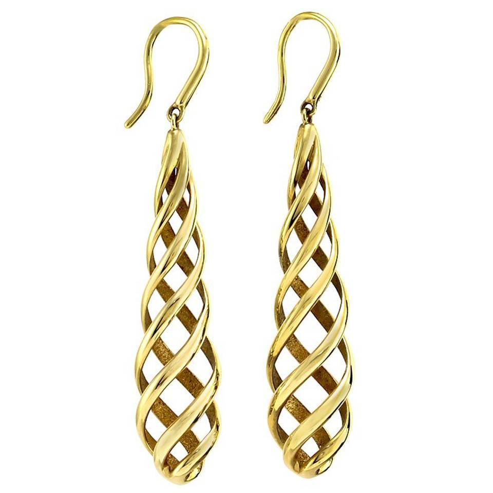 Tiffany & Co. Paloma Picasso Venezia Luce Gold Spiral Earrings