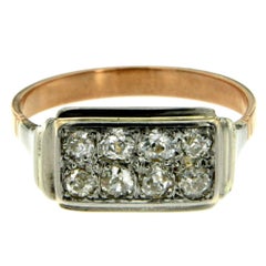 Retro Diamond Gold Plaque Ring