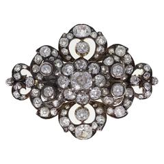 Antique English Victorian Old Cut Diamond Brooch 1