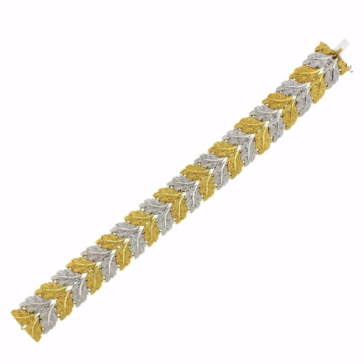 Buccellati Two Color Gold Leaves Bracelet For Sale