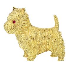 Ruby Gold Terrier Pin