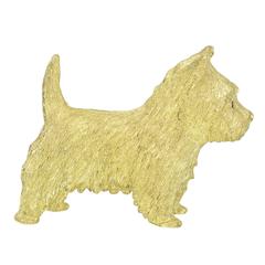  Gold Terrier Pin with Ruby Eyes