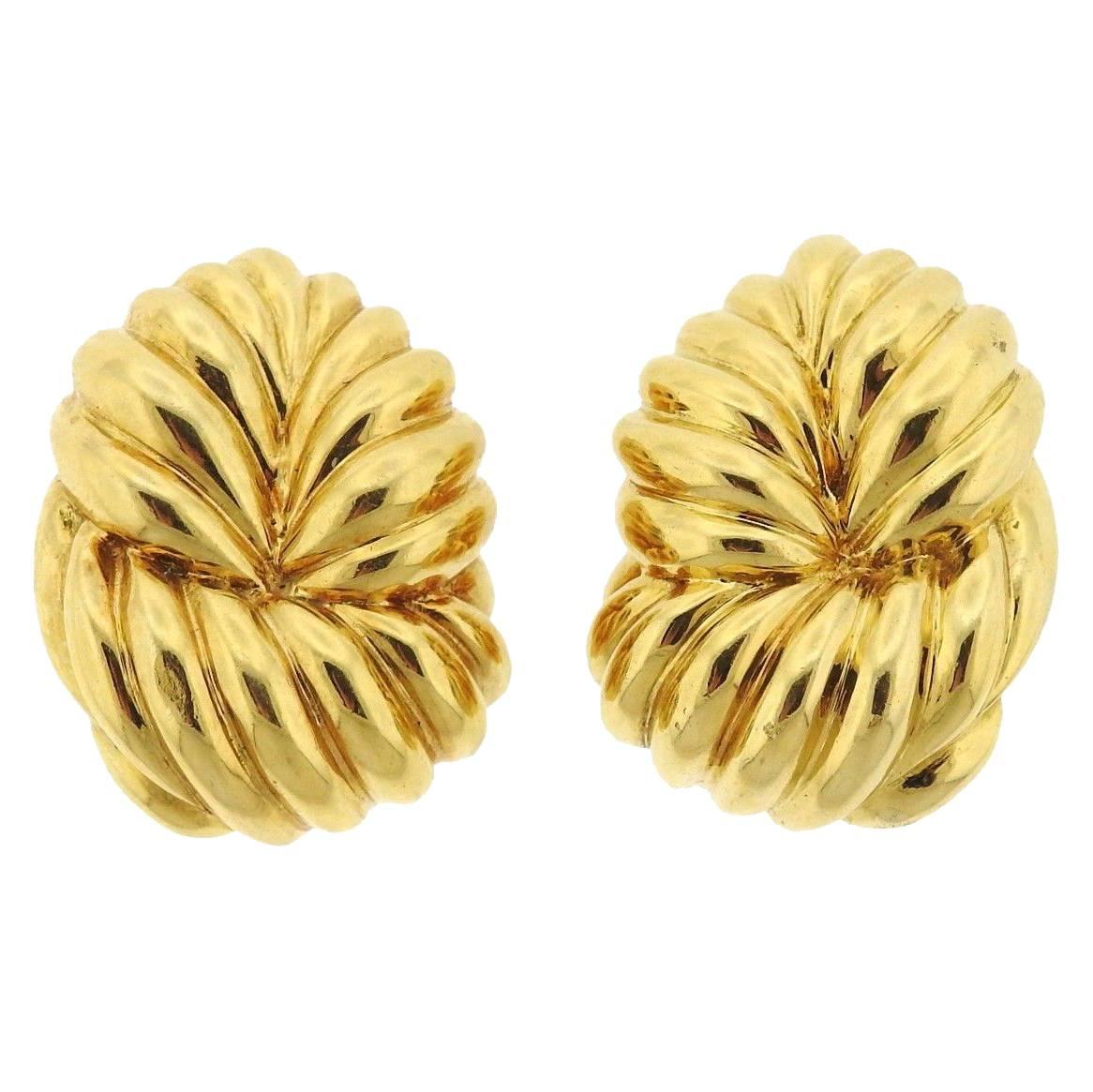 David Webb Gold Large Knot Earrings