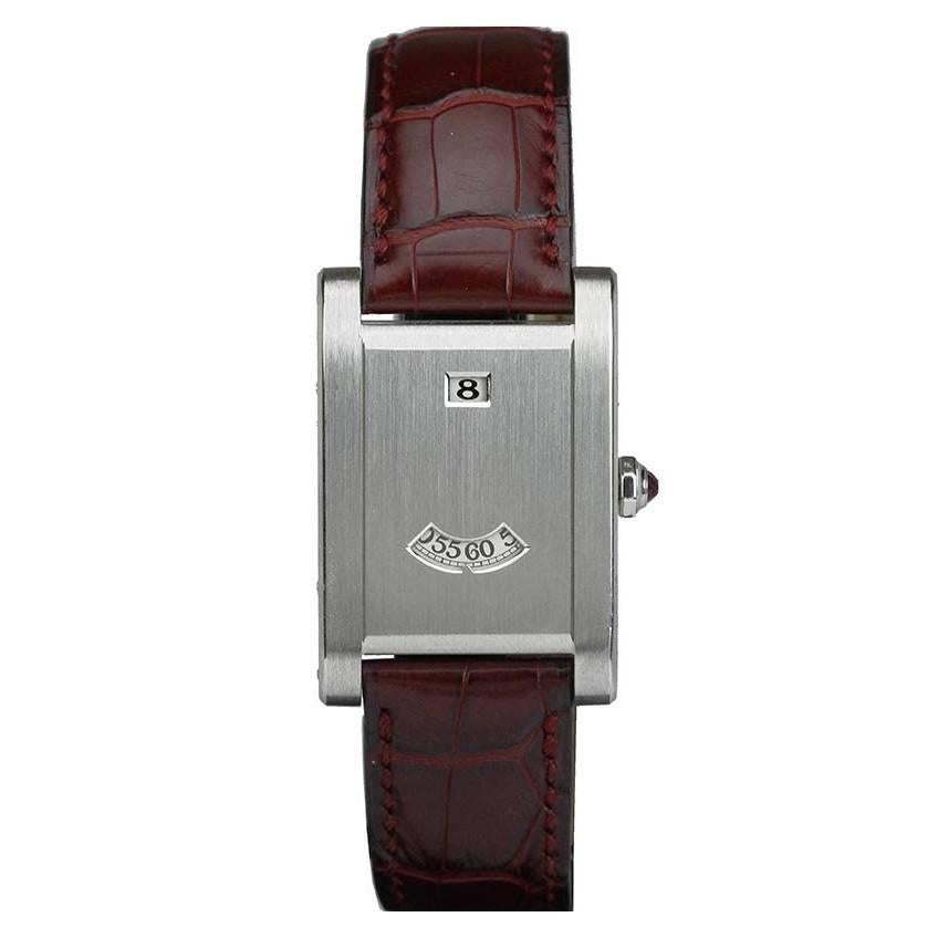 Cartier Platinum Tank A Guichet Jump Hour Limited Edition Wristwatch