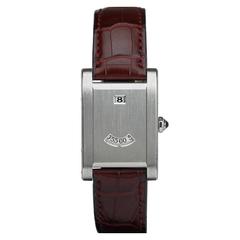 Vintage Cartier Platinum Tank A Guichet Jump Hour Limited Edition Wristwatch