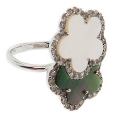 Double Mother of Pearl Gold Flower Ring