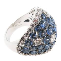 New Italian Art Sapphire Diamond Gold Ring 6