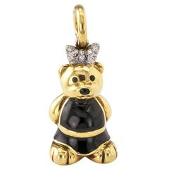 Aaron Basha Enamel Diamond Bear Charm Pendant