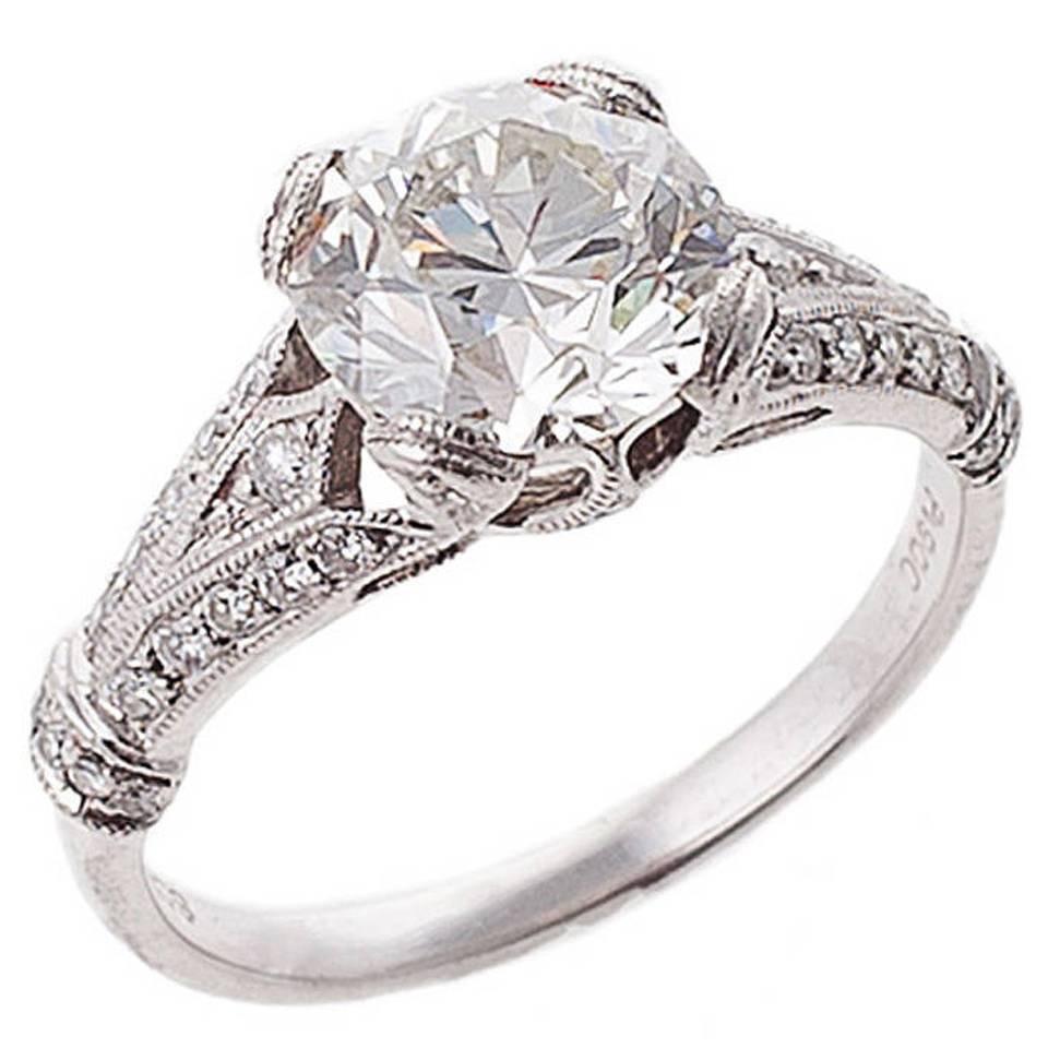 EGL Certified 2.14 carat Diamond Platinum Engagement Ring For Sale