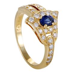 Graff Diamonds Diamond Sapphire Pave Diamond Yellow Gold Ring 9