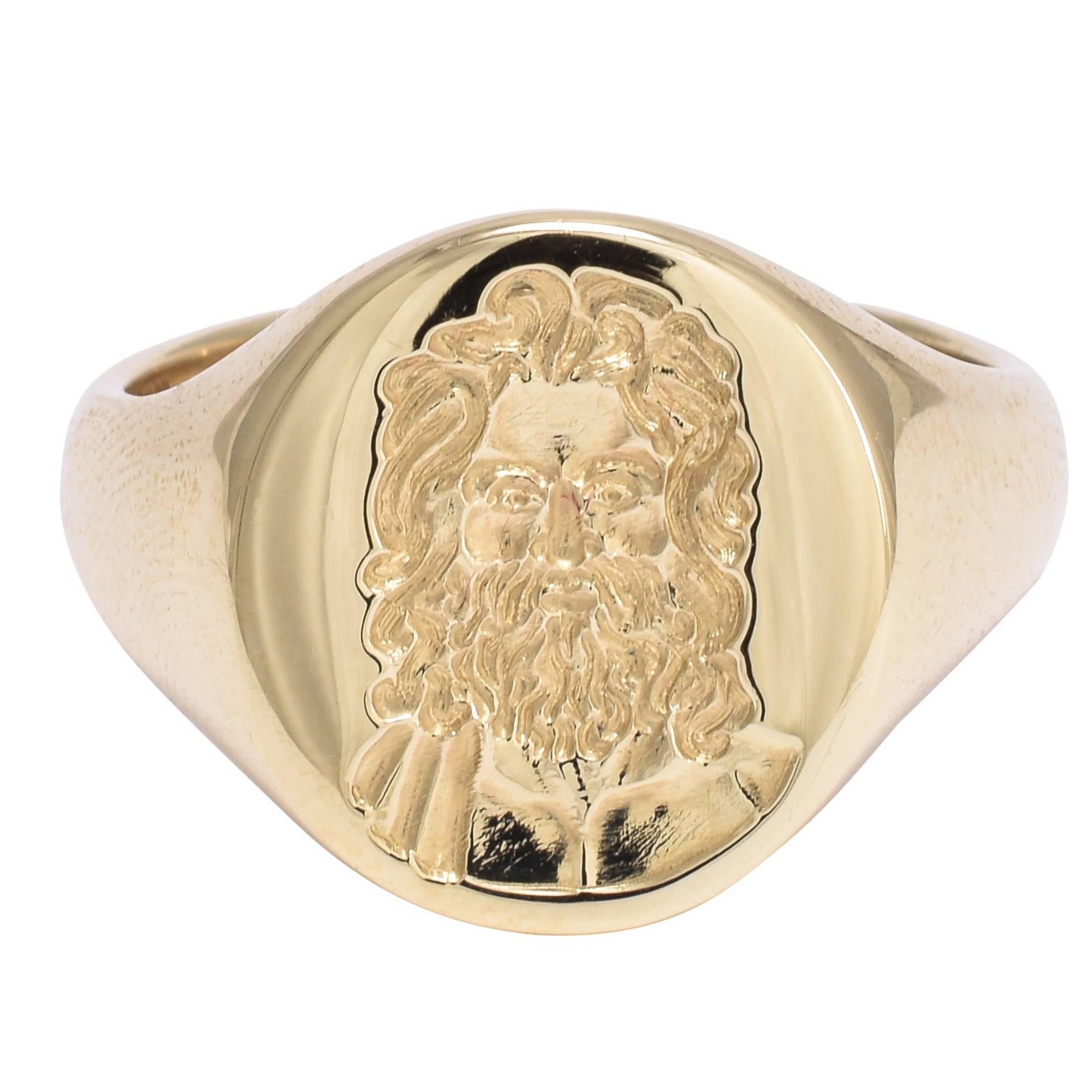 Zeus Intaglio Gold Signet Ring