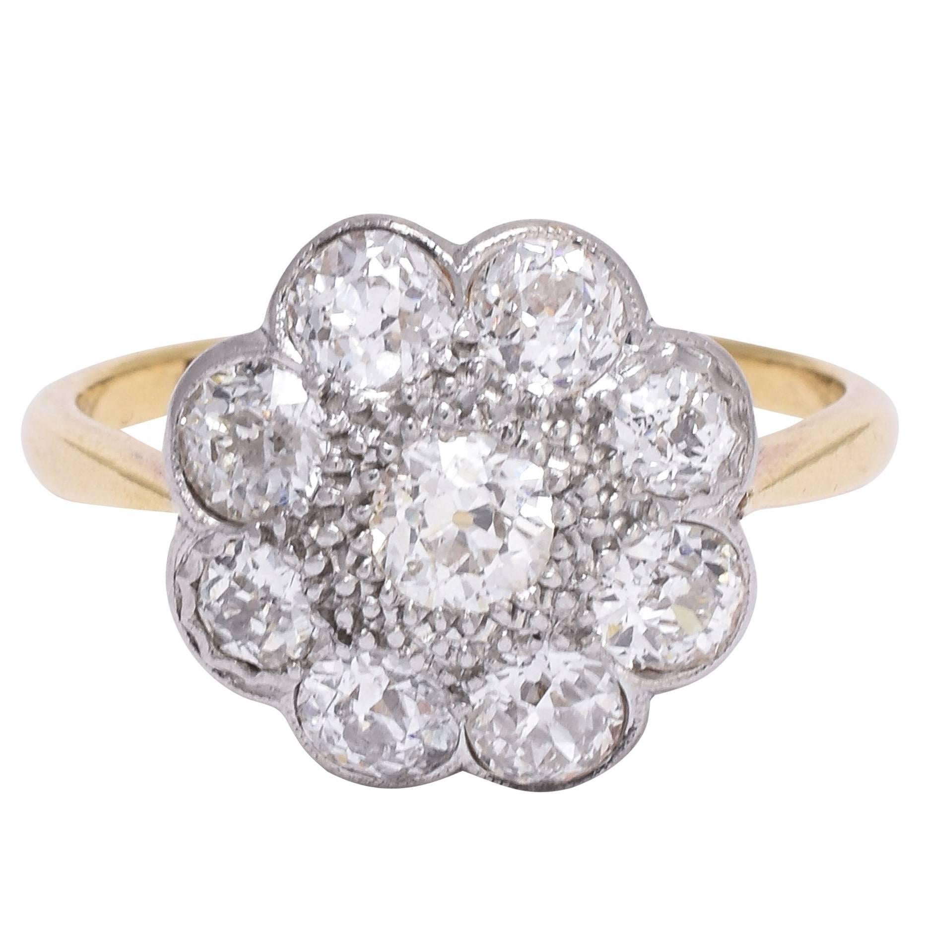 Edwardian Diamond Daisy Cluster Ring