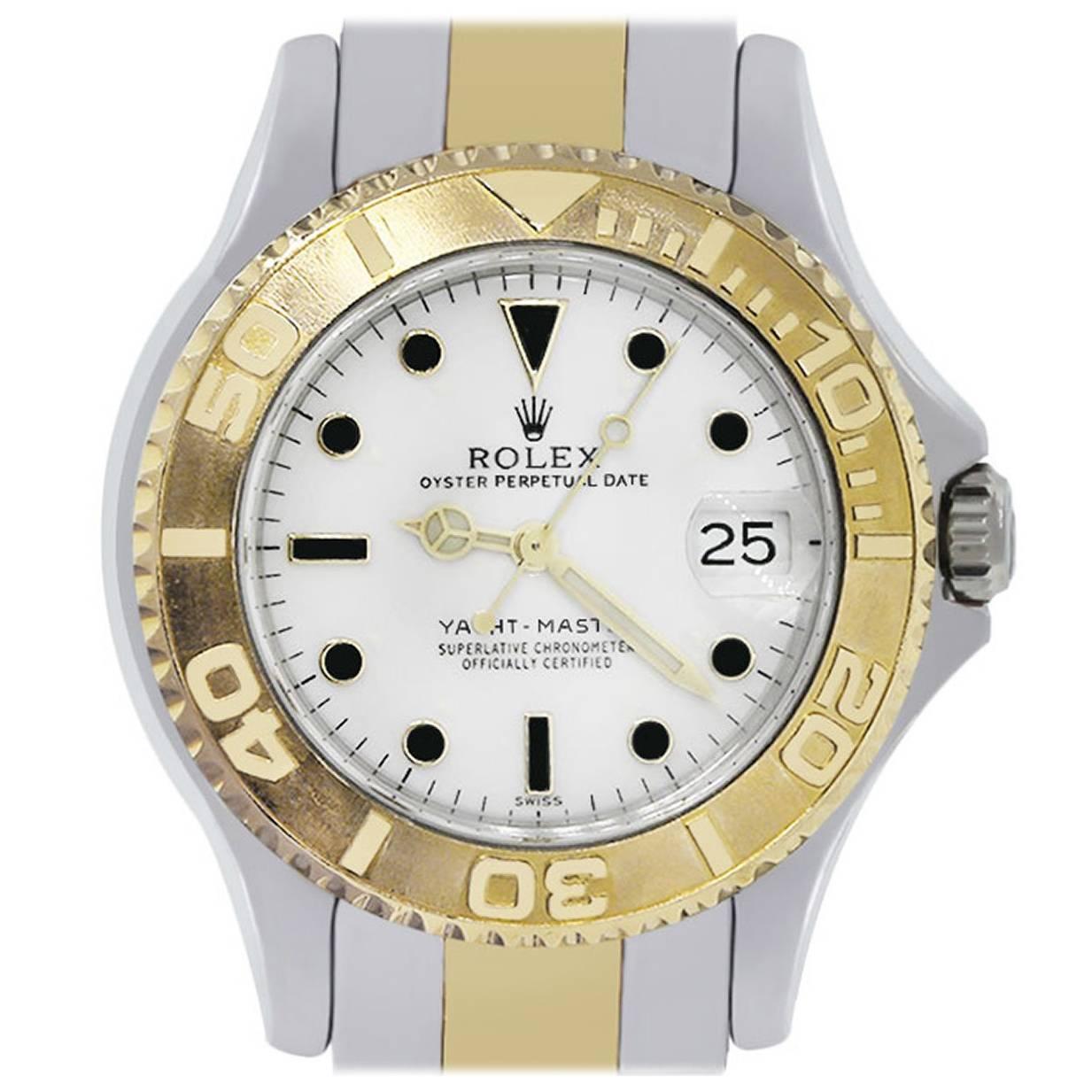 Rolex yellow gold stainless steel Midsize Yacht Master Wristwatch Ref 68623 