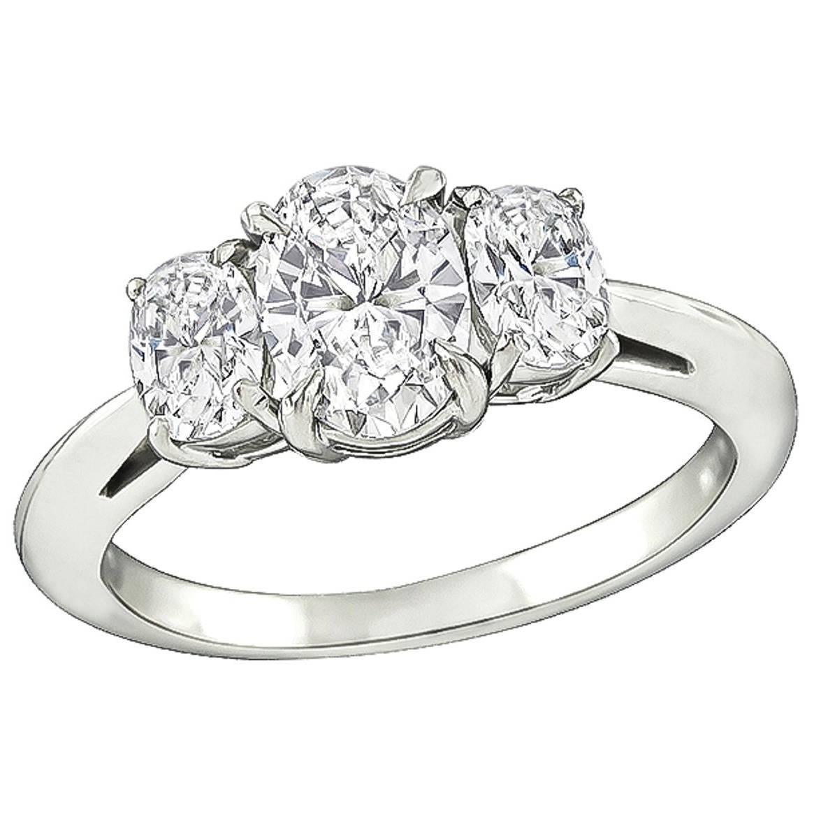 1.01 Carat Oval Cut Diamond Platinum Engagement Ring