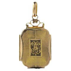 Antique gold rectangular medallion 12