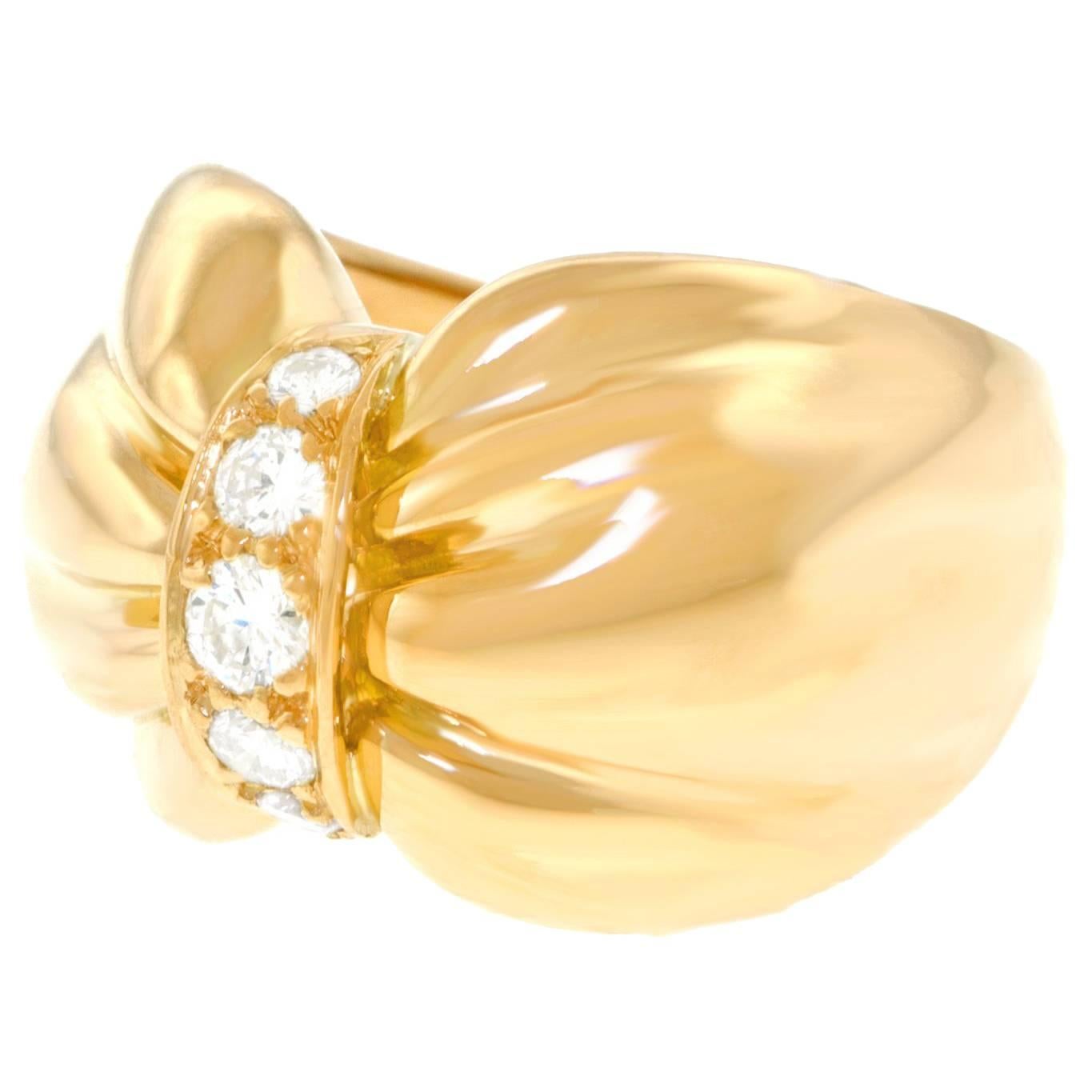 Van Cleef & Arpels Diamond Set Yellow Gold Ring