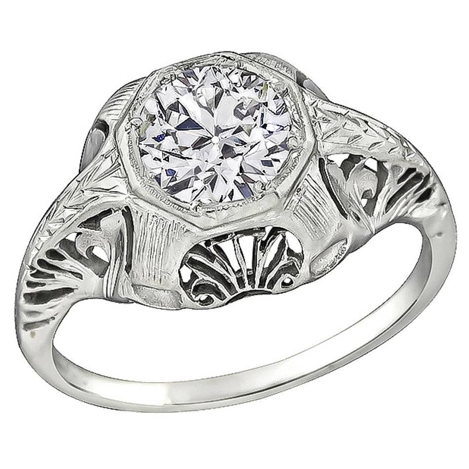 Antique 0.90 Carat Diamond GIA Certified Engagement Ring
