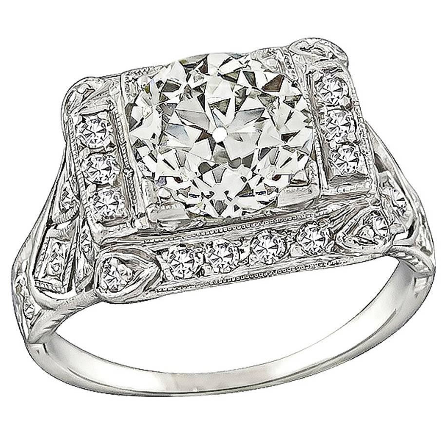 Art Deco 2.14 Diamond Platinum Engagement Ring