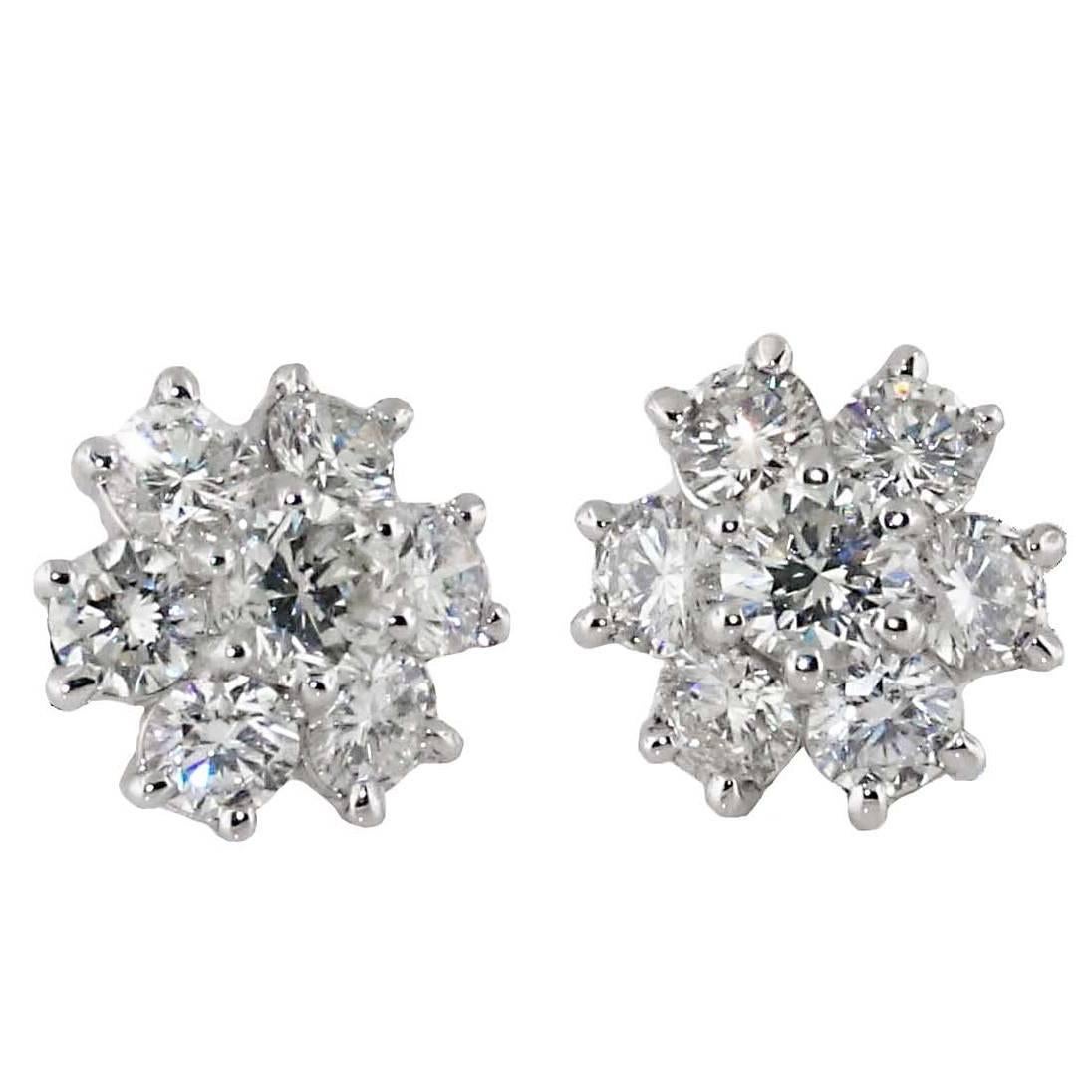 Diamond Cluster Earrings Approximatly 4 carats total
