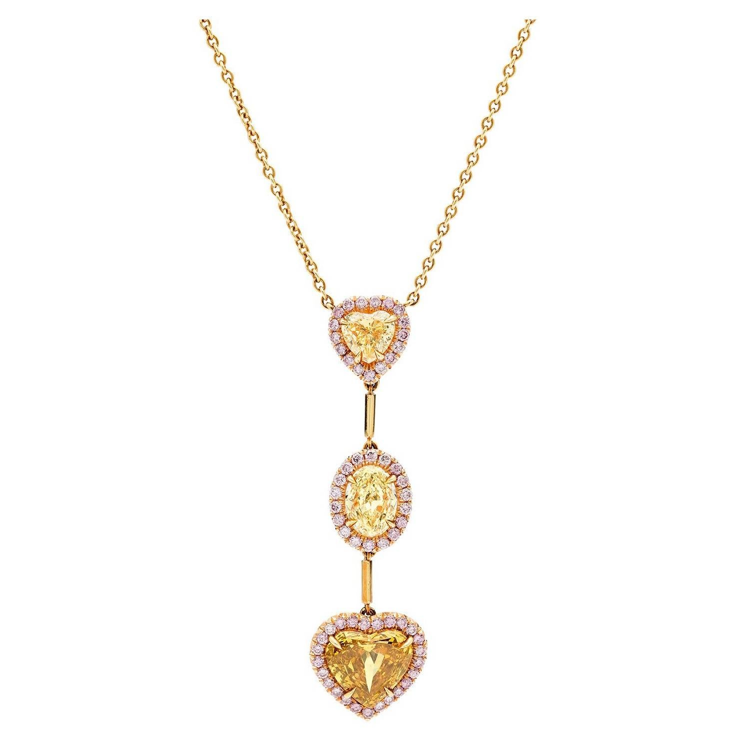 GIA Fancy Color Diamond Pendant-Necklace at 1stDibs | colorful diamond ...