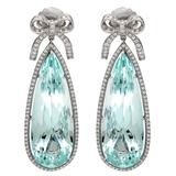 Aquamarine Diamond Platinum Pendant Earrings