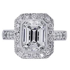 GIA Certified 5.01 carat Emerald cut Diamond Platinum Engagement Ring
