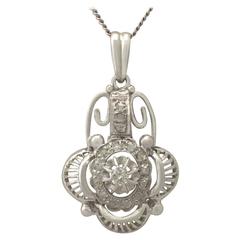Antique 1930s, Belgian, 0.20 Carat Diamond and 18 k White Gold Pendant 9