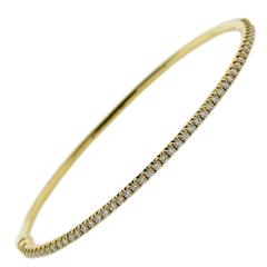 Tiffany & Co. Metro Hinged Diamond Gold Bangle Bracelet