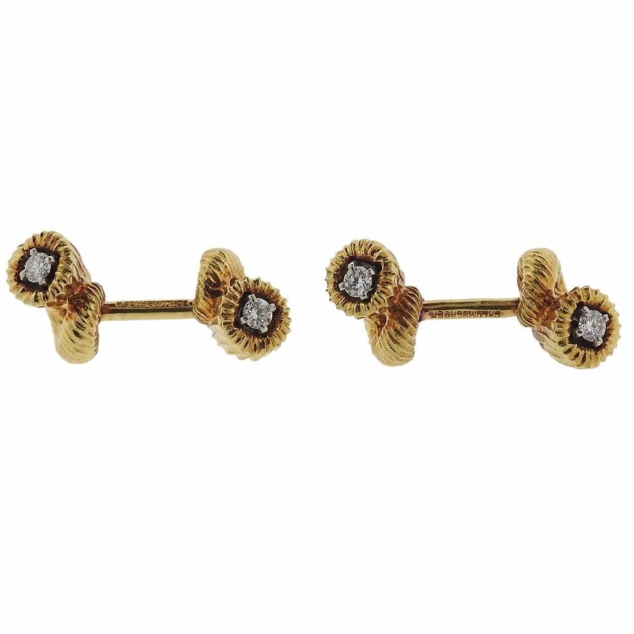 Tiffany & Co. Jean Schlumberger Diamond Gold Cufflinks For Sale