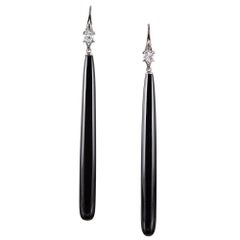 Onyx Diamond Gold Drop Earrings