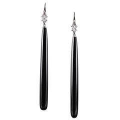 Onyx Diamond Gold Drop Earrings 11