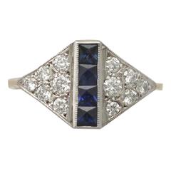 1970s 0.28 Carat Sapphire and 0.48 Carat Diamond, 18k Yellow Gold Dress Ring 8