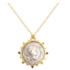 Dubini Artemis Ancient Silver Coin Medallion Gold Necklace 4