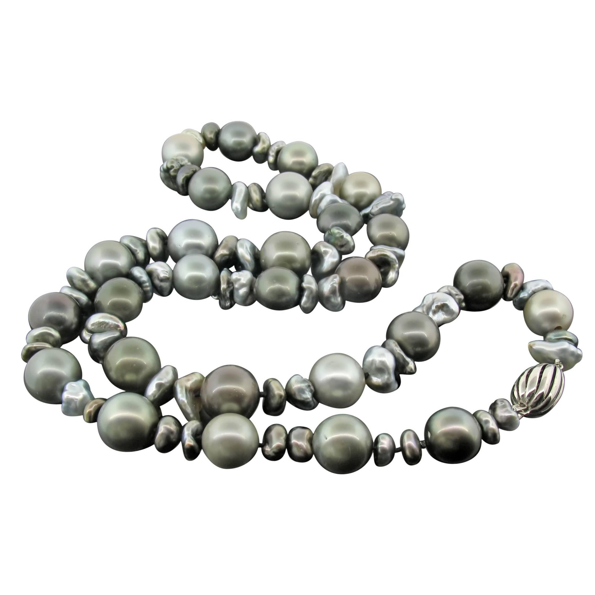 Tahitian and Keshi Pearl Necklace