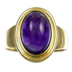 1990 Georg Jensen Cabochon Amethyst Gold Ring